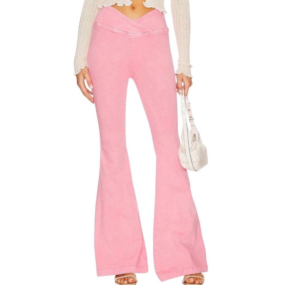 We The Free Venice Beach Flare Jeans Peony Pink High Rise Bell Bottom Size 31 - Picture 2 of 14